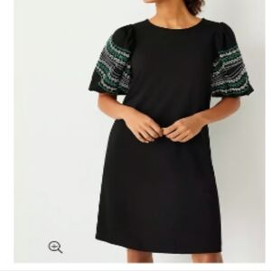 NWT Goregeous Ann Taylor Embroidered Balloon Puff Sleeves Dress
